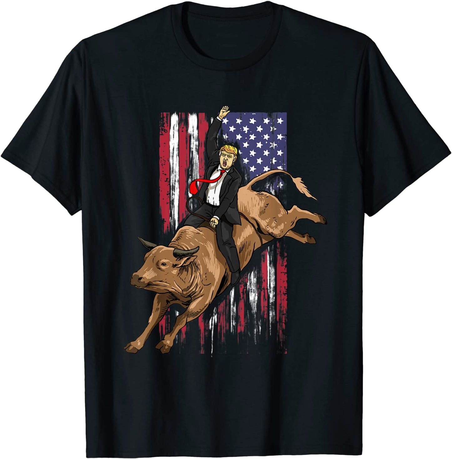 Trump Rodeo Bull Rider Patriotic American Flag Trump Cowboys T-Shirt