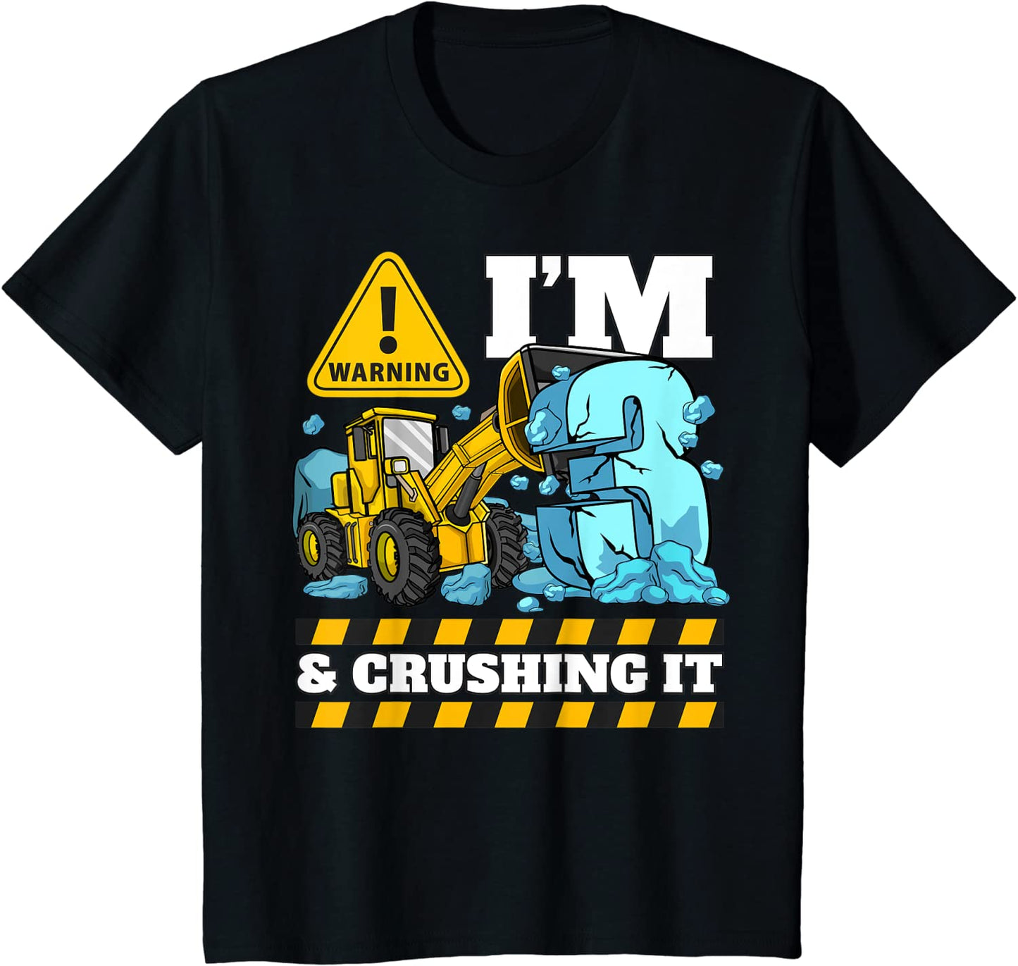 Kids Construction Truck 3rd Birthday Boy 3 Bulldozer Digger T-Shirt