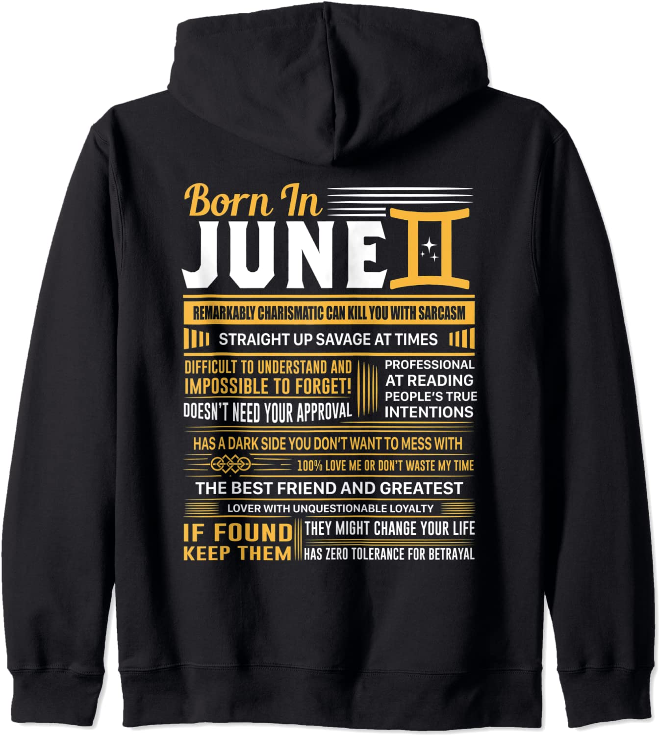 Born In June Gemini Funny Birthday Gift Hoodie