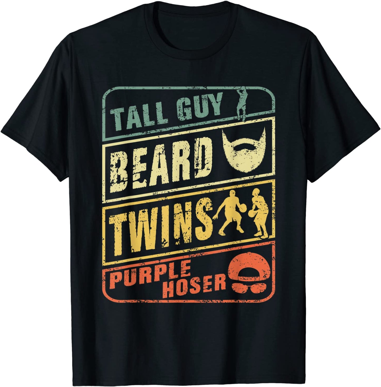 tall guy beard twins purple hoser vintage retro T-Shirt