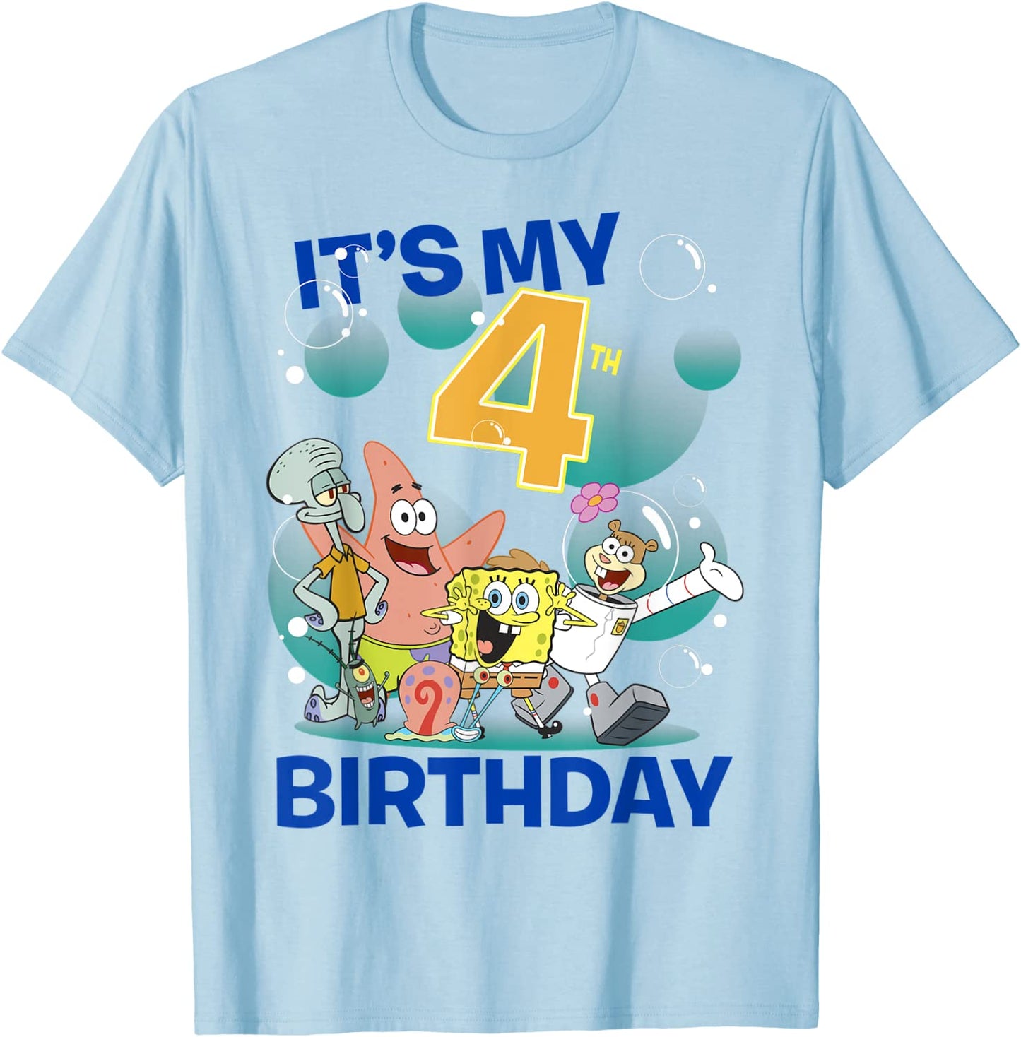 SpongeBob SquarePants Its My 4th Birthday Group Shot T-Shirt