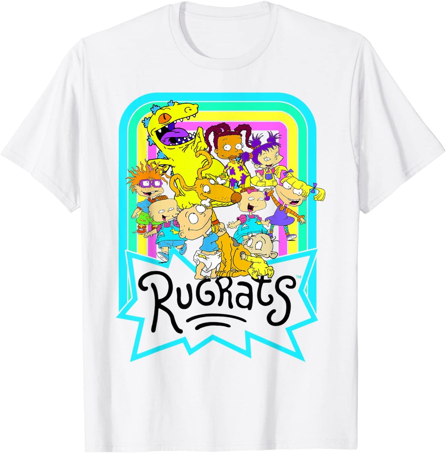 Nickelodeon Rugrats Neon Rainbow Reptar And Friends T-Shirt
