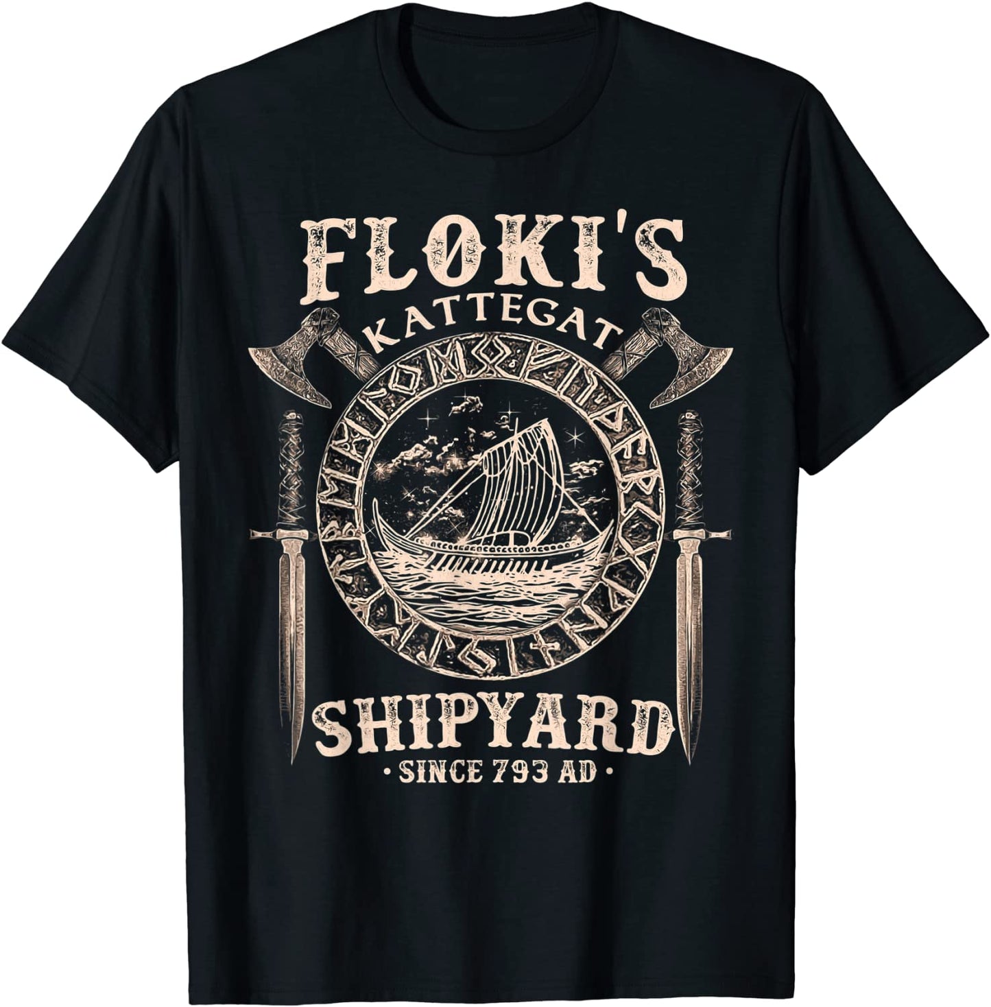 Flokis Shipyard Kattegat Viking Ship and Sword T-Shirt Gift