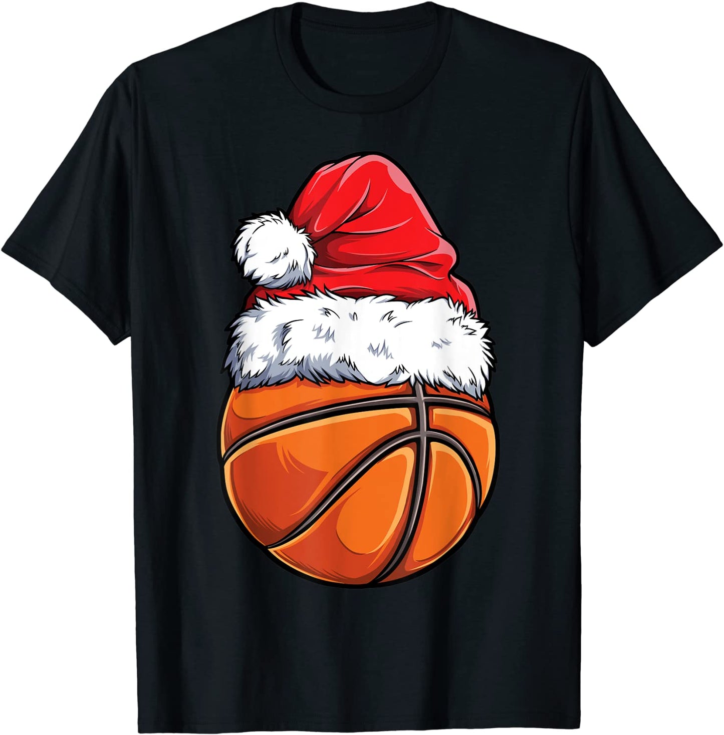 Christmas Basketball Ball Santa Hat Funny Sport Xmas Boys T-Shirt