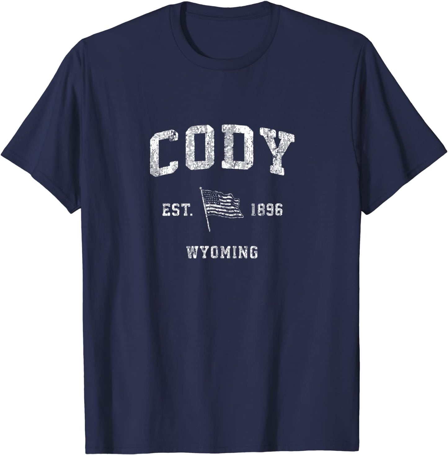 Cody Wyoming WY T-Shirt Vintage US Flag Sports Tee