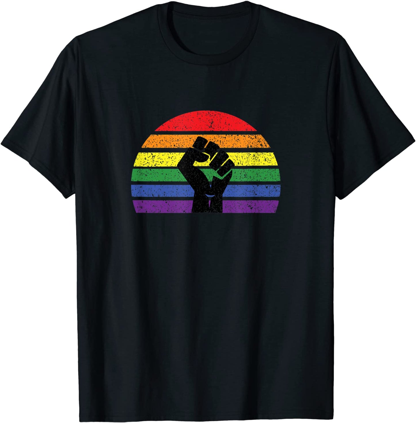 LGBT Pride Flag Fist BLM Black Lives Matter Vintage Retro T-Shirt