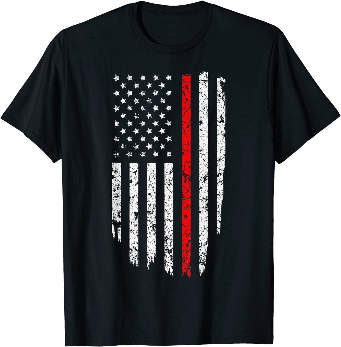 Thin Red Line American Flag T-Shirt Cool Firefighter Support