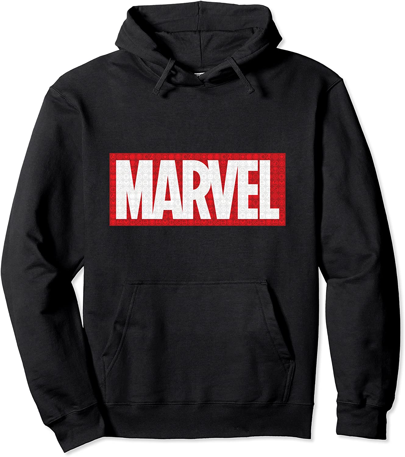 Marvel Classic Logo with Icons Hooded Sweatshirt Pullover Hoodie