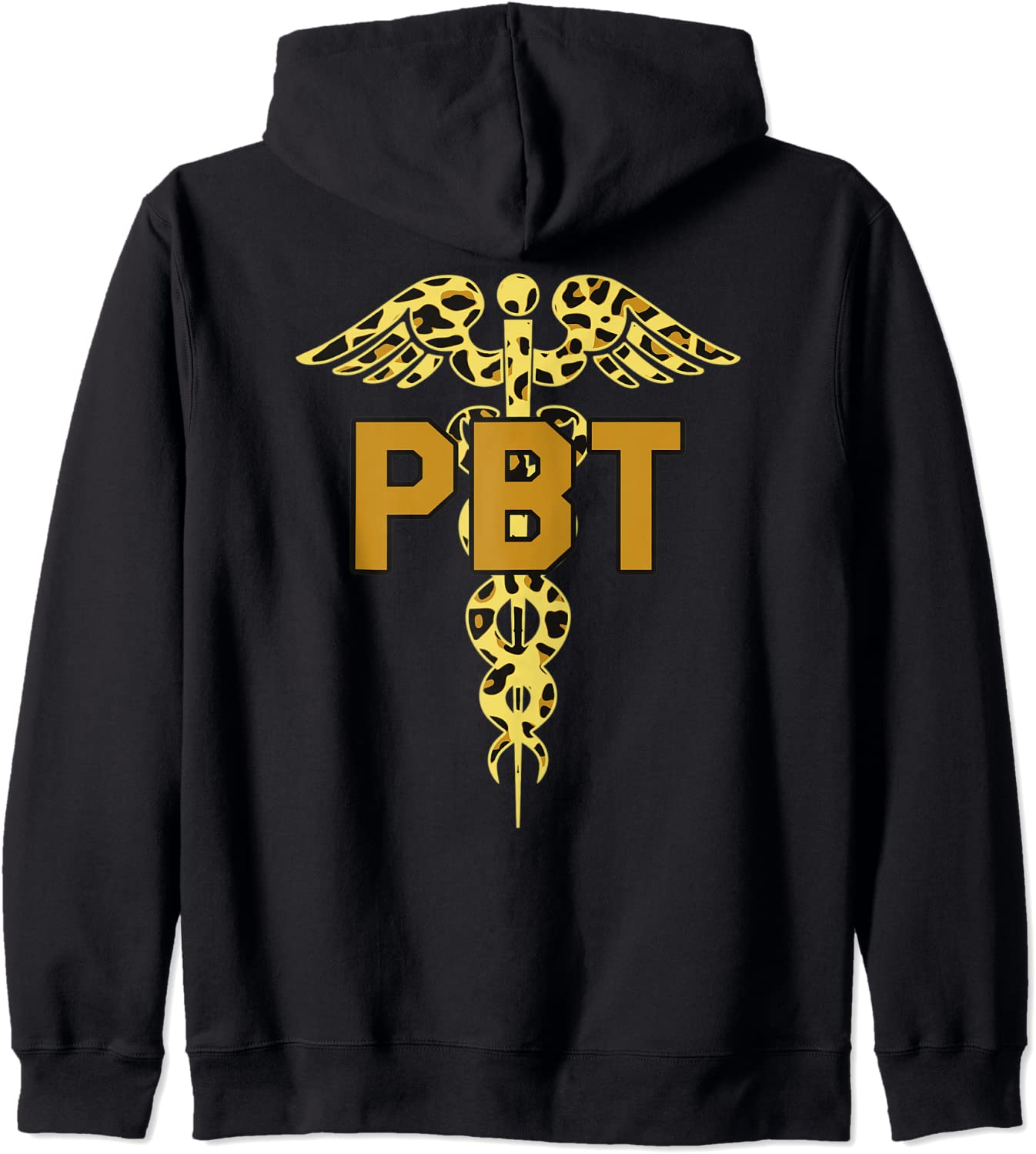 Medical Emblem Phlebotomy Technician Leopard Print Caduceus Hoodie