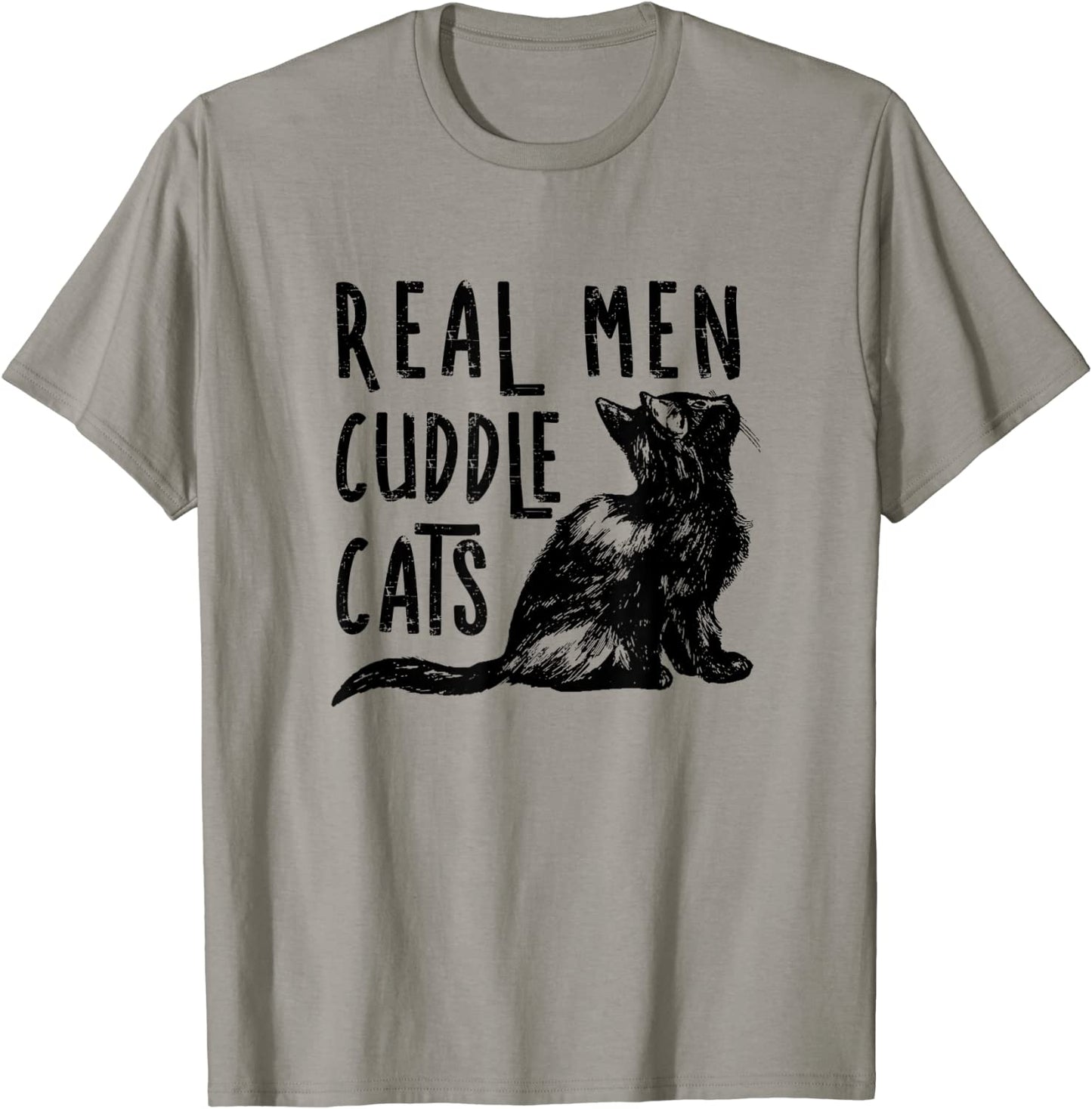 Real Men Cuddle Cats Funny Cat T-Shirt