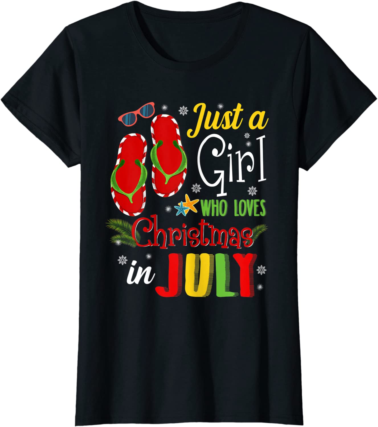 Just A Girl Who Loves Christmas In July Shirt Summer Gift T-Shirt
