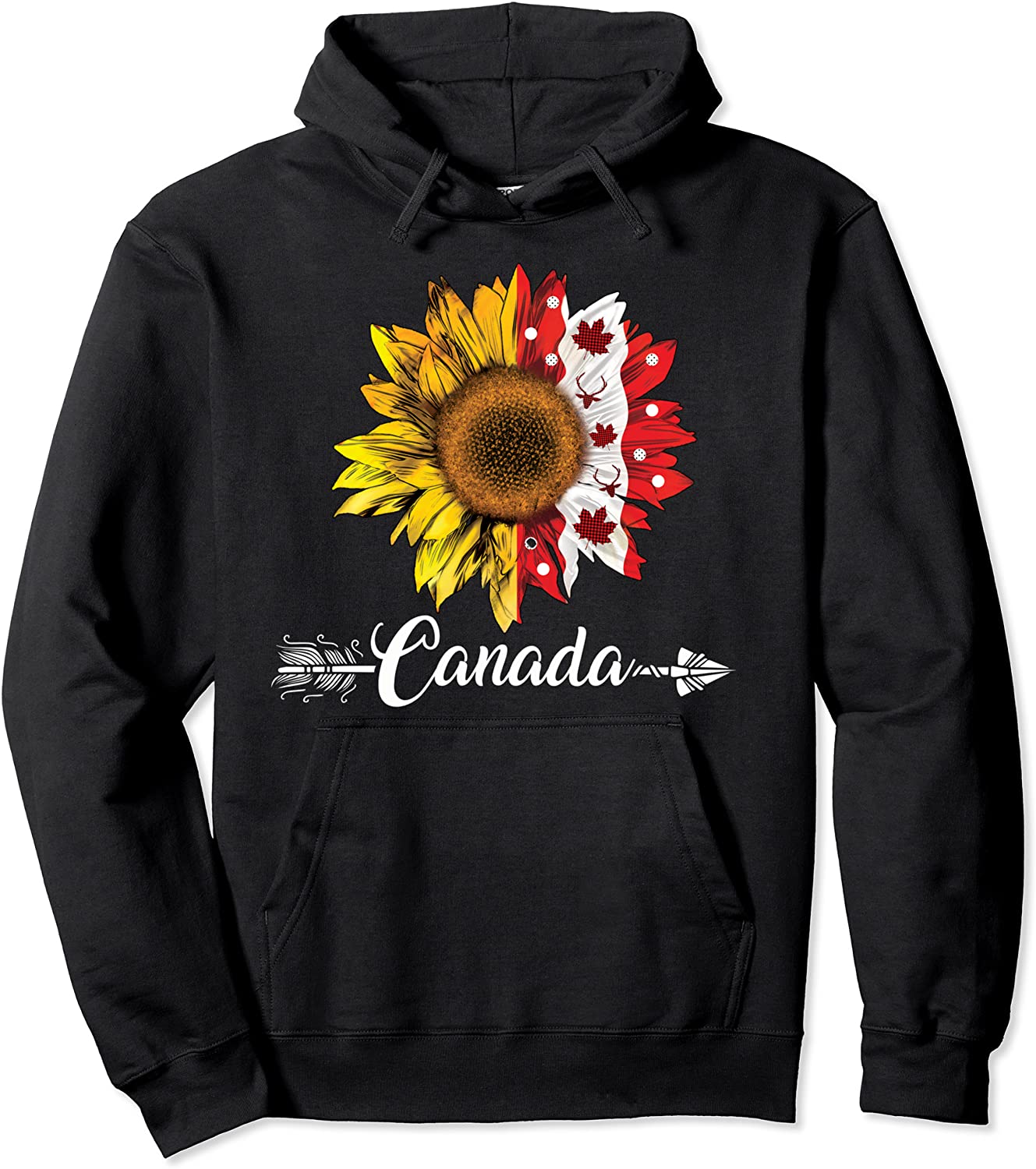 Happy Canada Day TShirt Funny Woman Canadian Flag Sunflower Pullover Hoodie