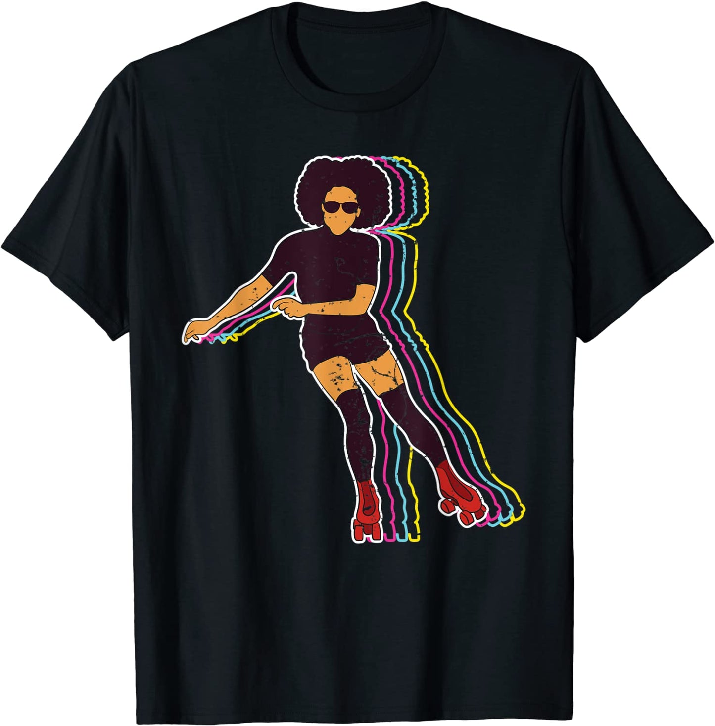 Womens Vintage Roller Skating Girls Shirt Afro 70s 80s Gift T-Shirt