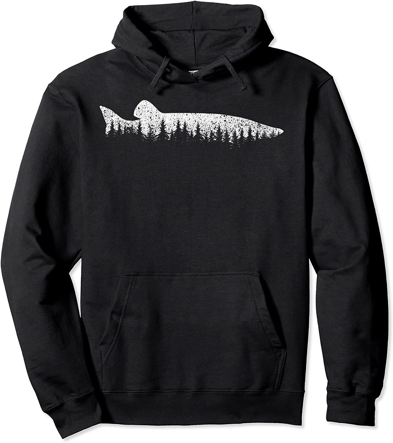 Musky Pine Forest Treeline - Outdoor Fishing Angler Gift Pullover Hoodie