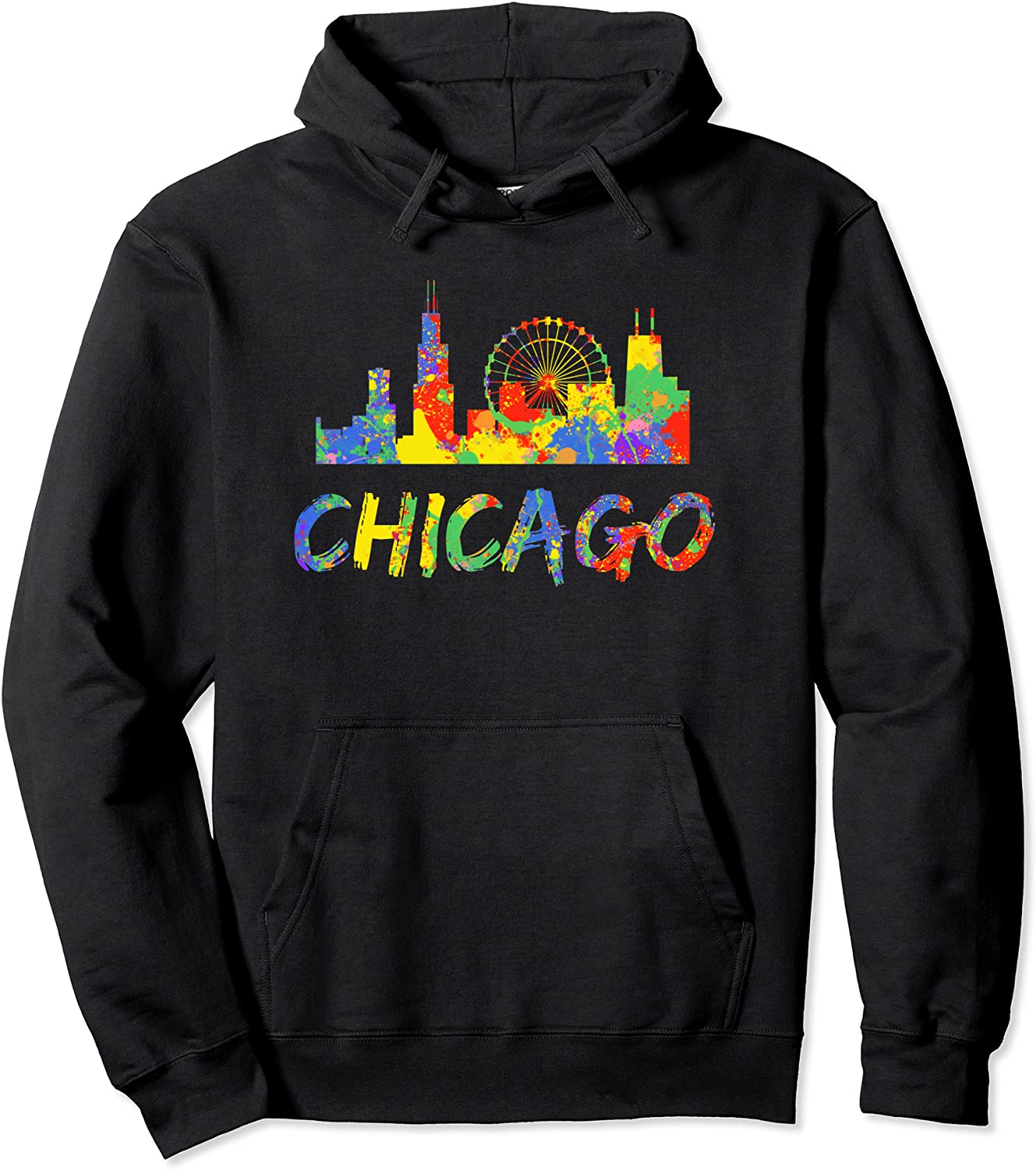 Chicago Hoodie Illinois Skyline Paint Splash Hooded Sweats