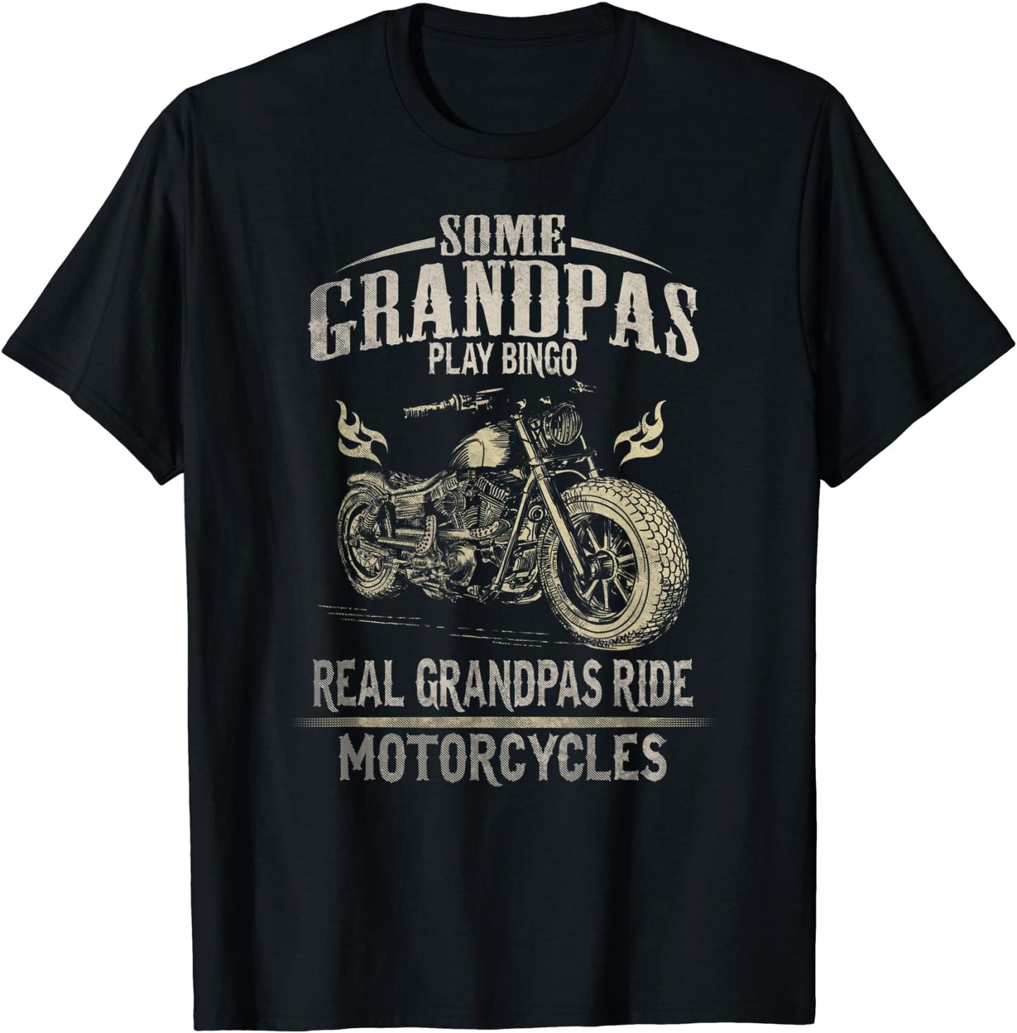 Mens Real Grandpas Ride Motorcycle Tee Biker Grandpa T-Shirt