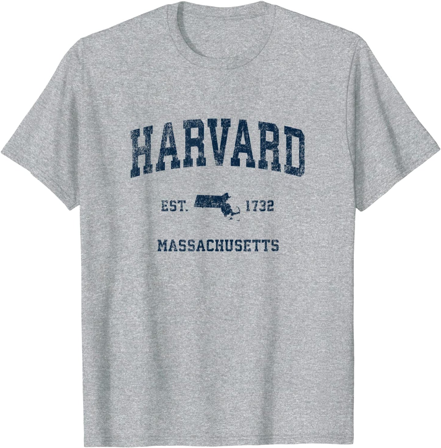 Harvard Massachusetts MA Vintage Sports Design Navy Print T-Shirt