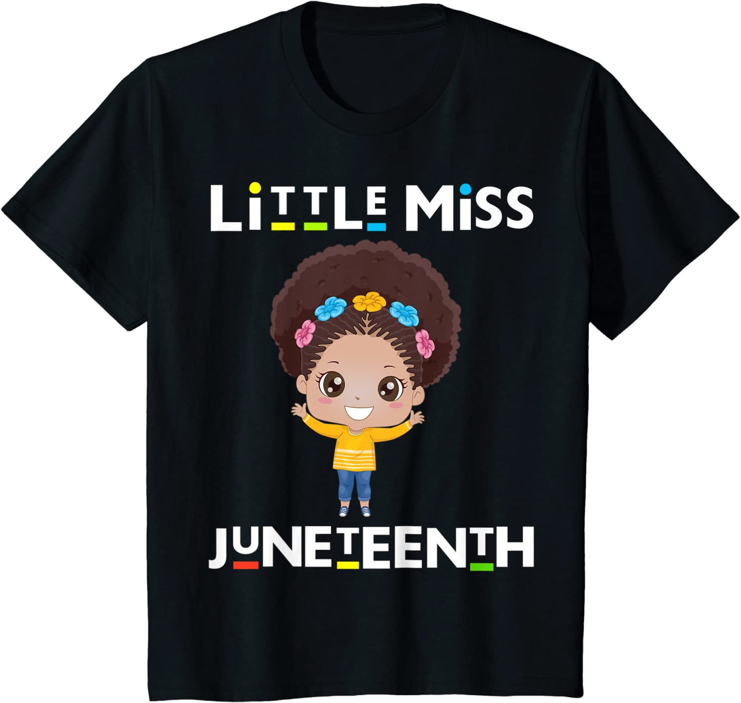 Kids Little Miss Juneteenth Black Girl Melanin Cute Toddler Girls T-Shirt