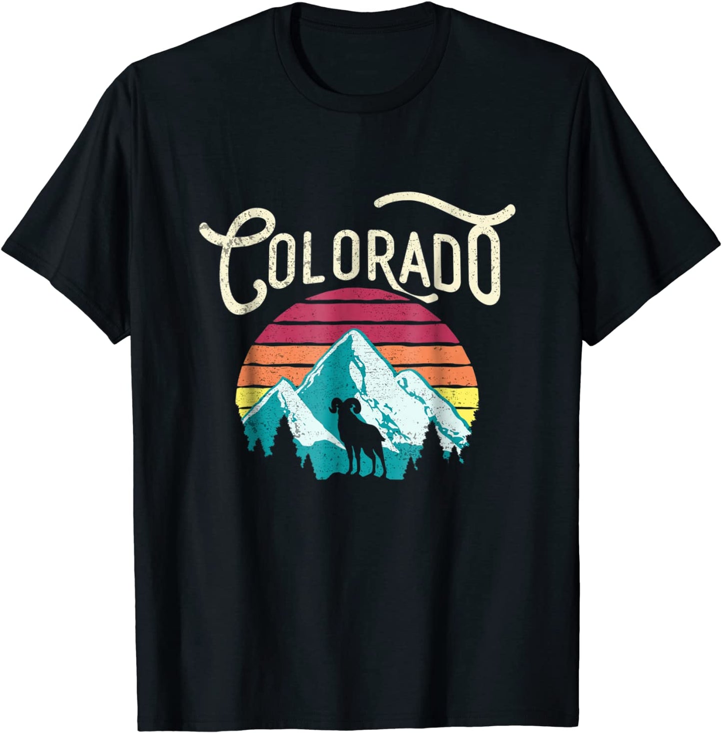 Retro Colorado CO Mountains Wildlife Bighorn Sheep T-Shirt