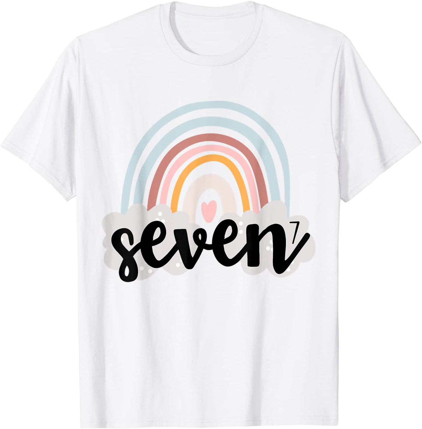 Seven Year Birthday Rainbow Party Boho Family 7 Year Old T-Shirt