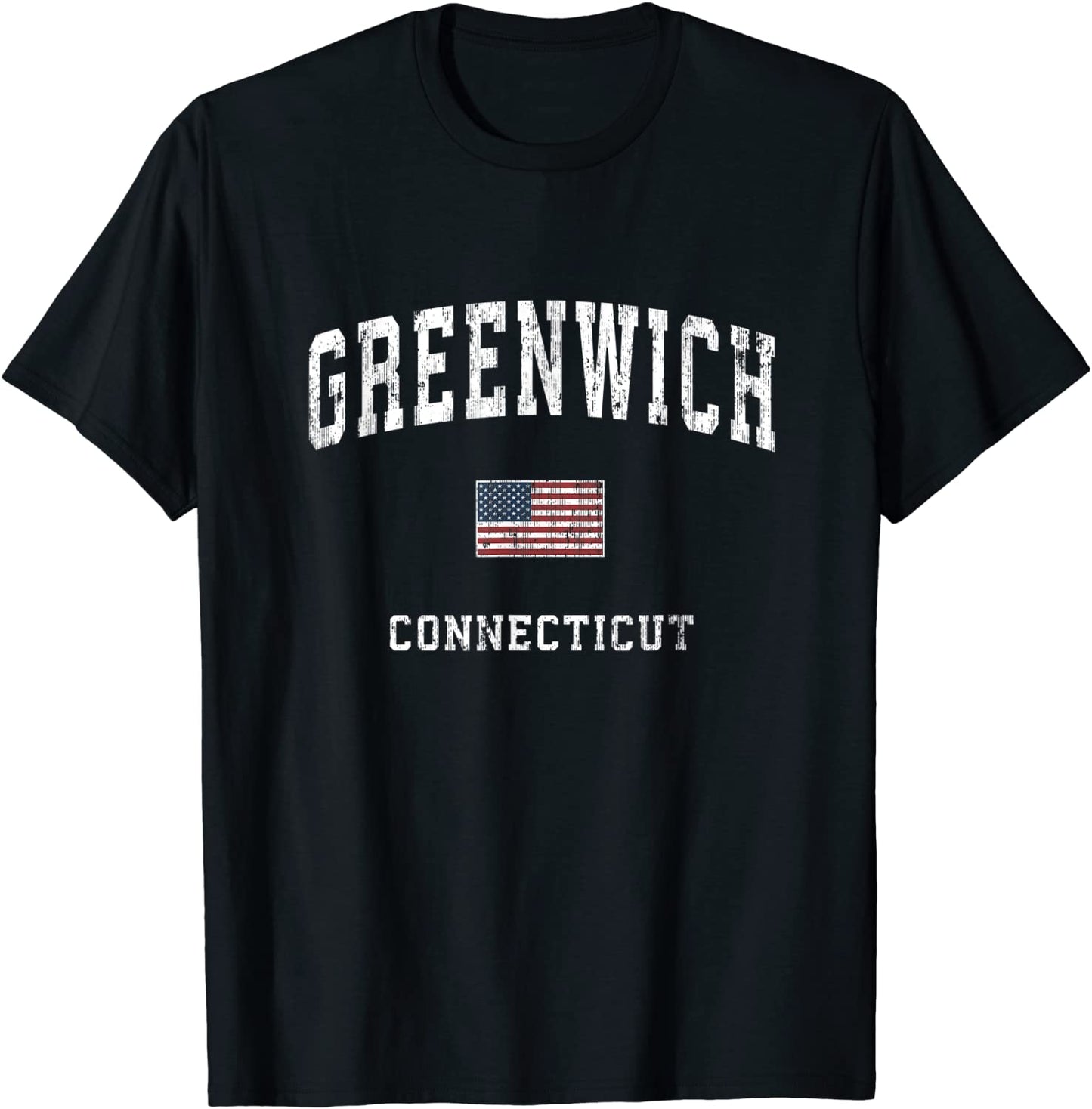 Greenwich Connecticut CT Vintage American Flag Sports Design T-Shirt