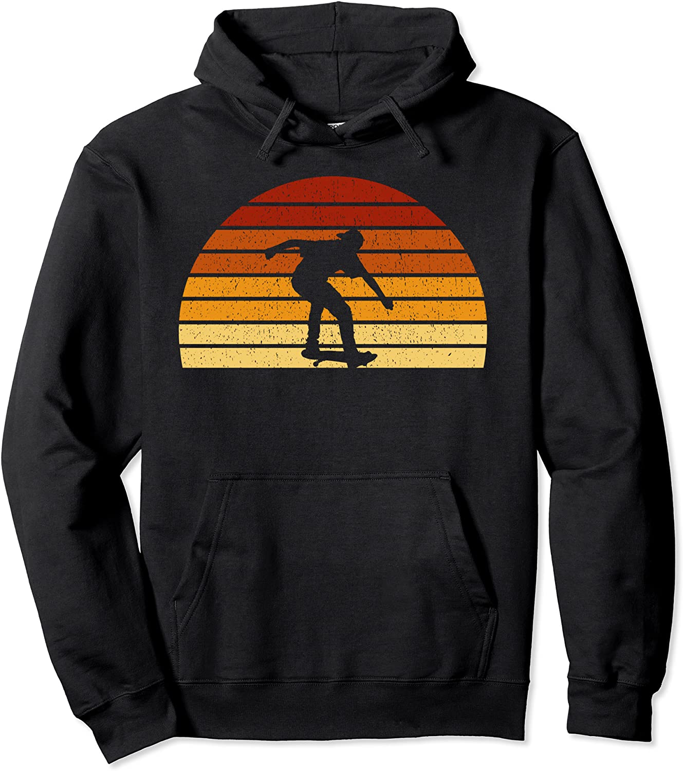 Vintage Sunset Skating Gift For Skaters Skateboarders Pullover Hoodie