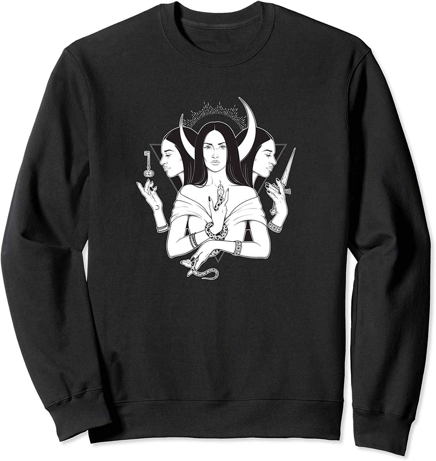 Goddess Hecate Triple Moon Goddess Pagan Wicca Triple Moon Sweatshirt