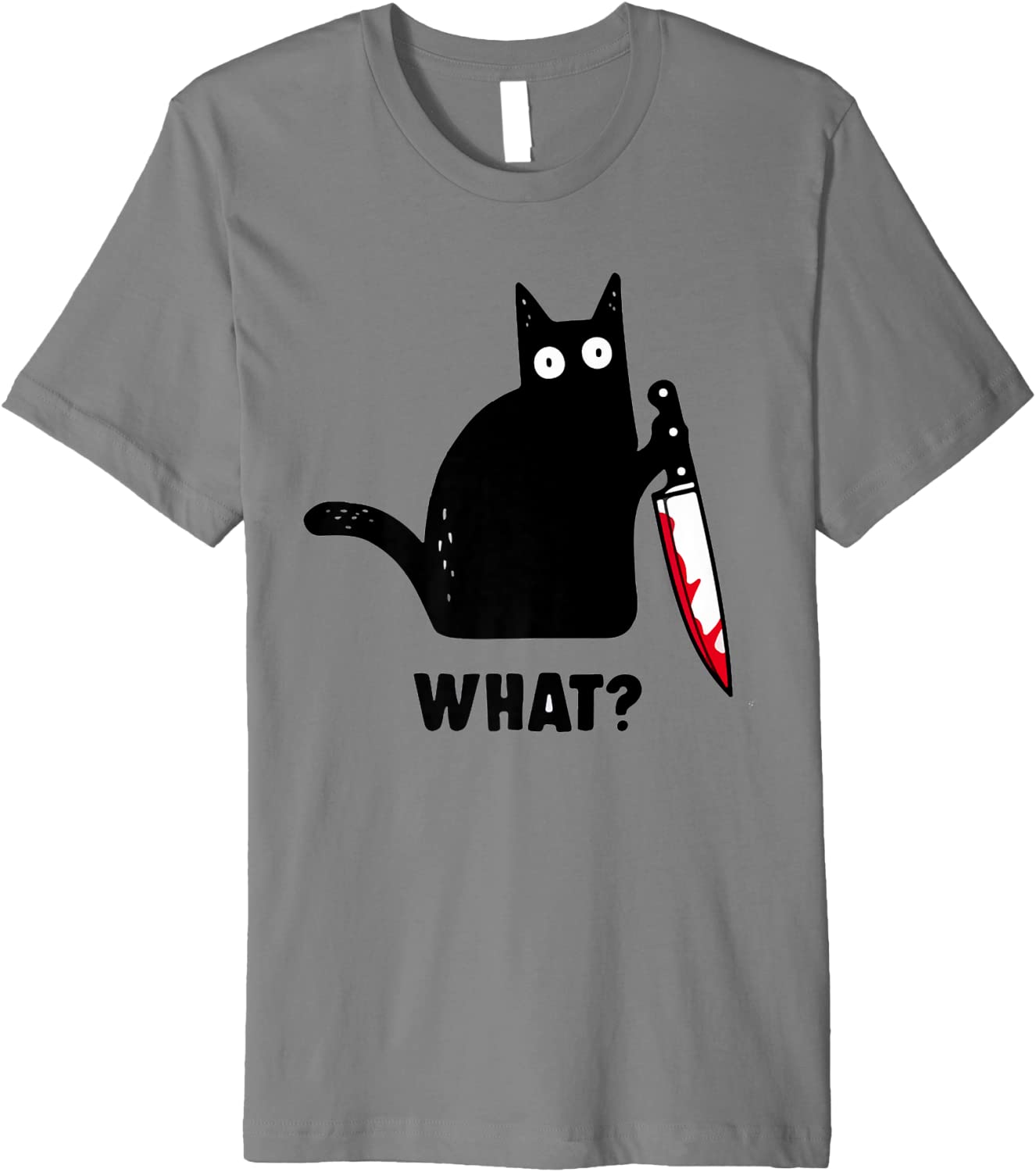 Cat What Funny Black Cat Shirt Murderous Cat With Knife Premium T-Shirt