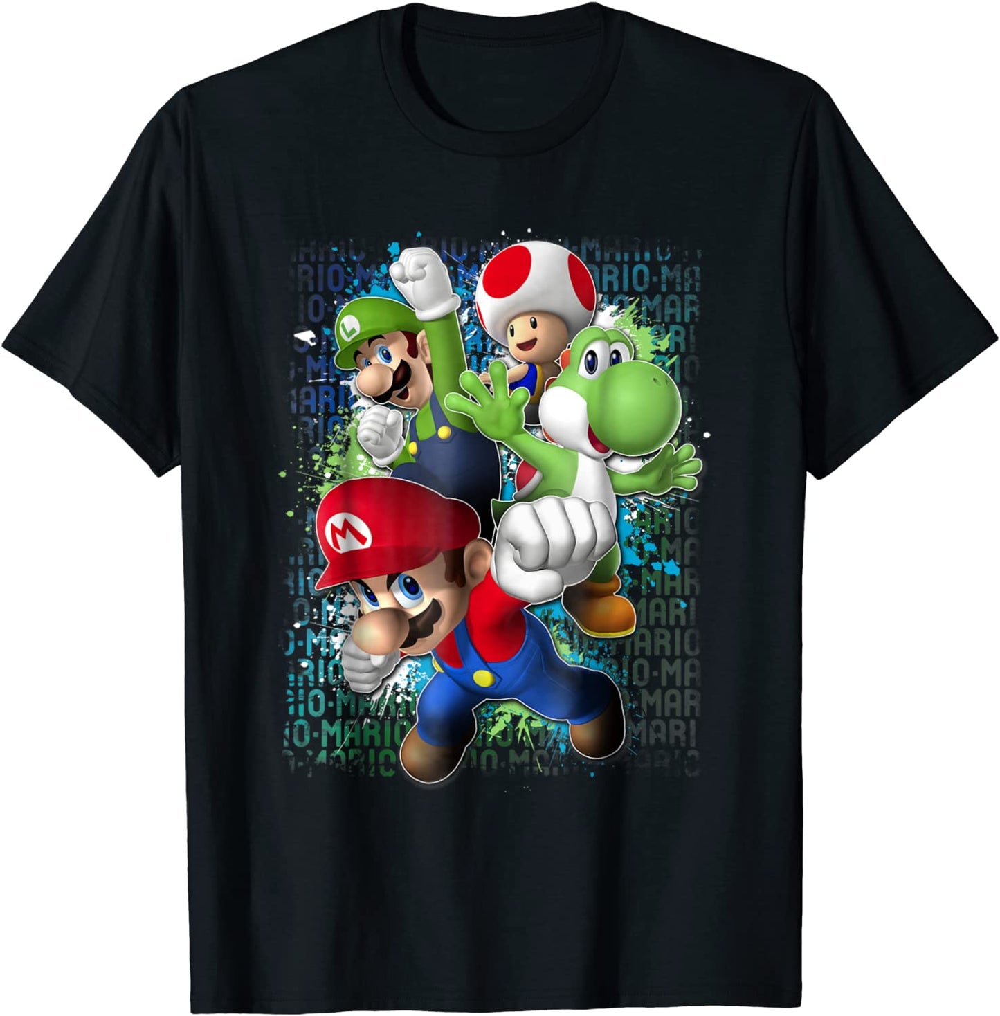 Nintendo Super Mario Luigi Paint Splatter Action T-Shirt