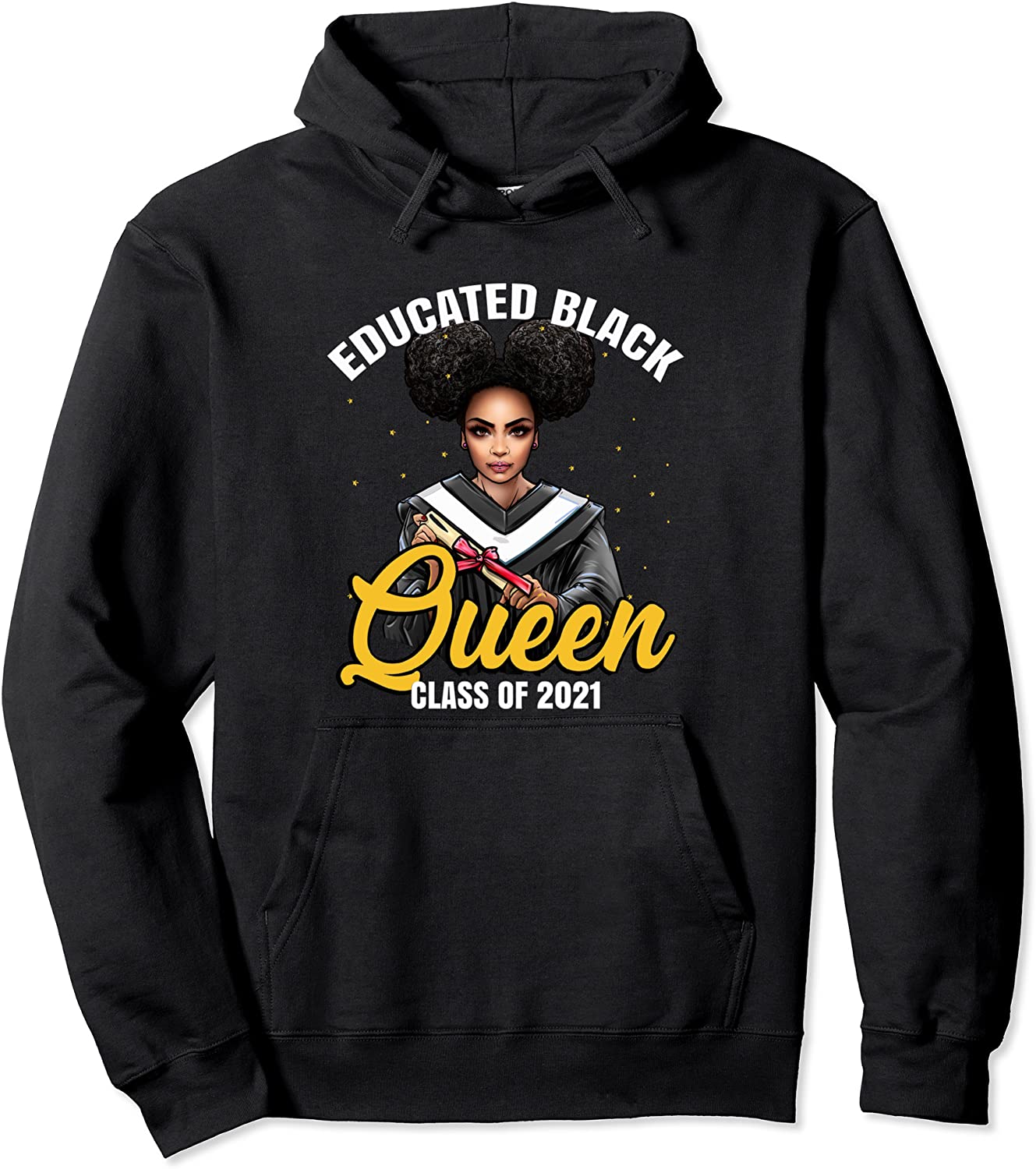 Black Girl Graduation Class of 2021 Gift Afro Puffs Seniors Pullover Hoodie