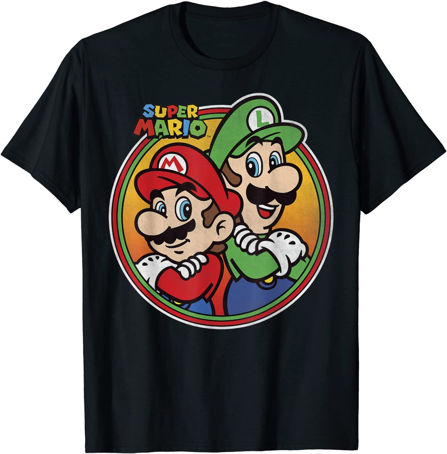 Nintendo Super Mario Luigi Brothers Circle Graphic T-Shirt T-Shirt