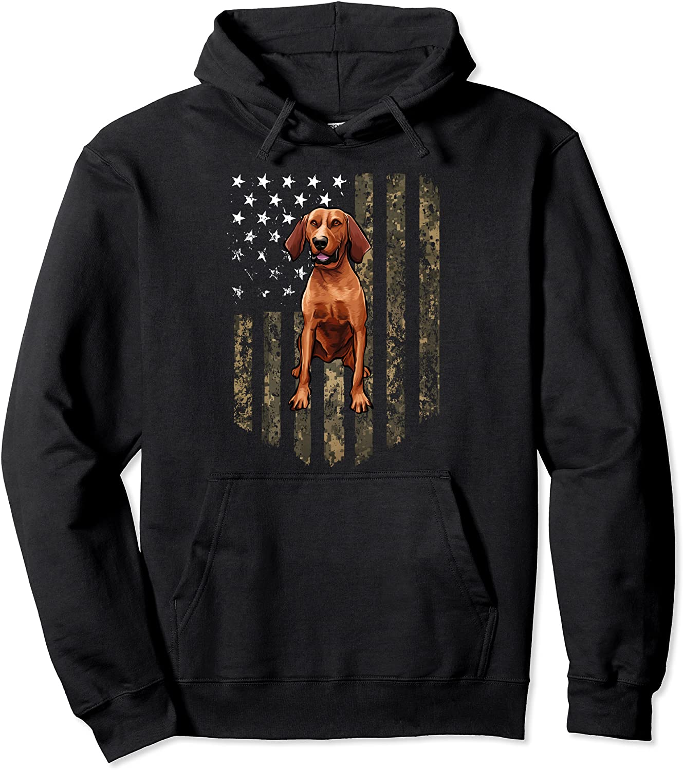 Camo American Flag Redbone Coonhound 4th Of July USA Pullover Hoodie