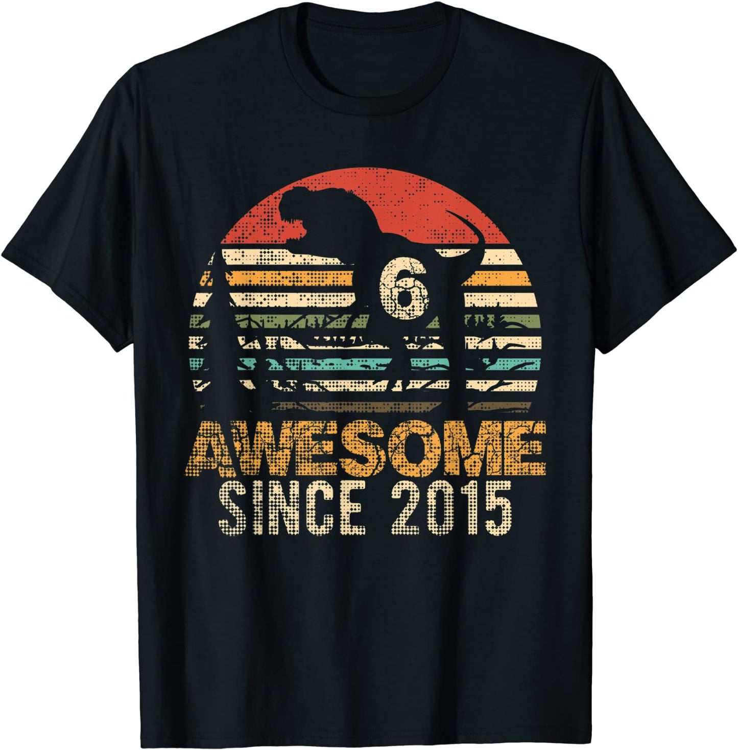 6th Birthday Dinosaur 6 Year Old Boy Kids Awesome Since 2015 T-Shirt
