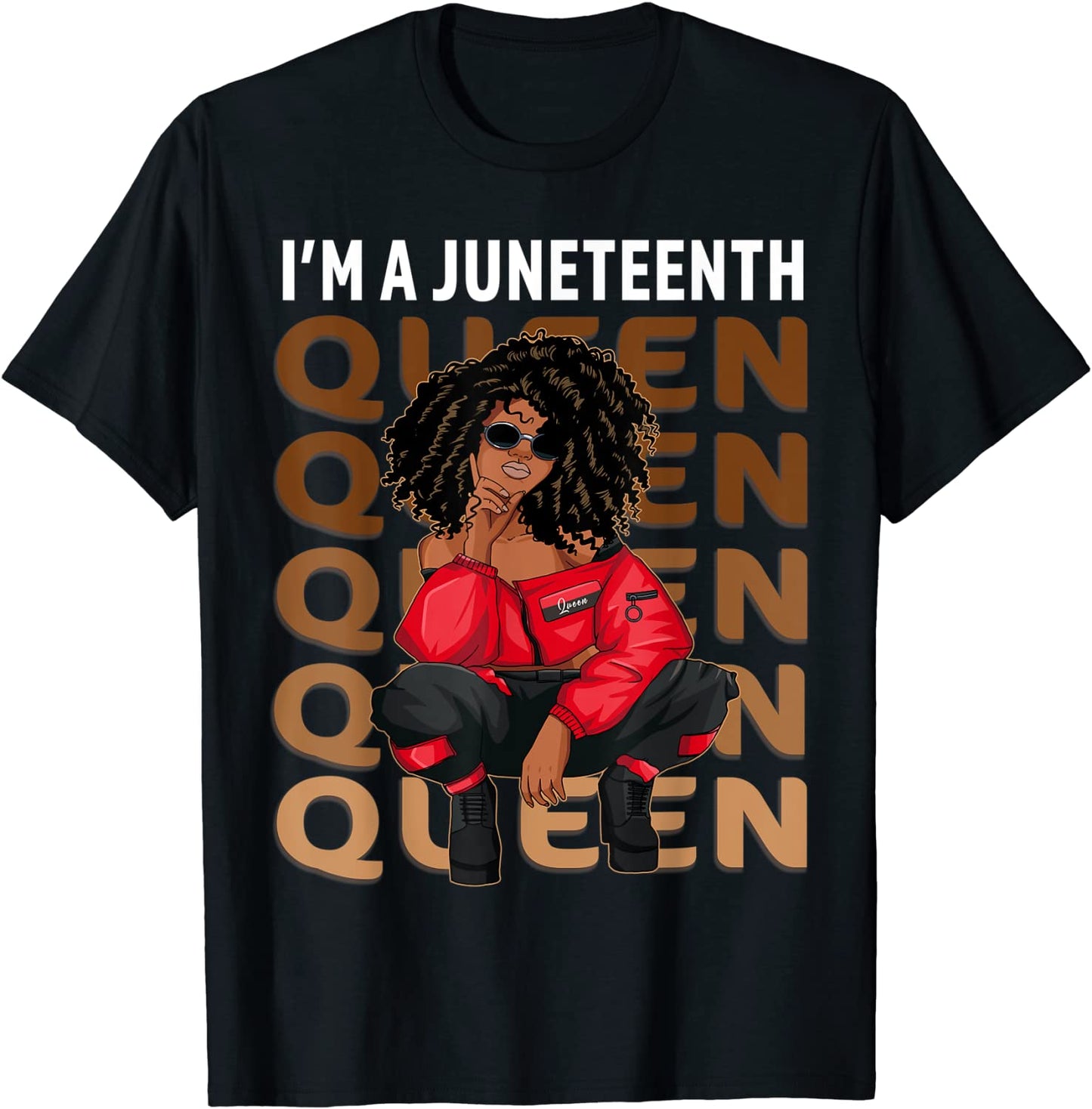 Juneteenth Queen Swag Black Melanin Natural Hair Afro Women T-Shirt