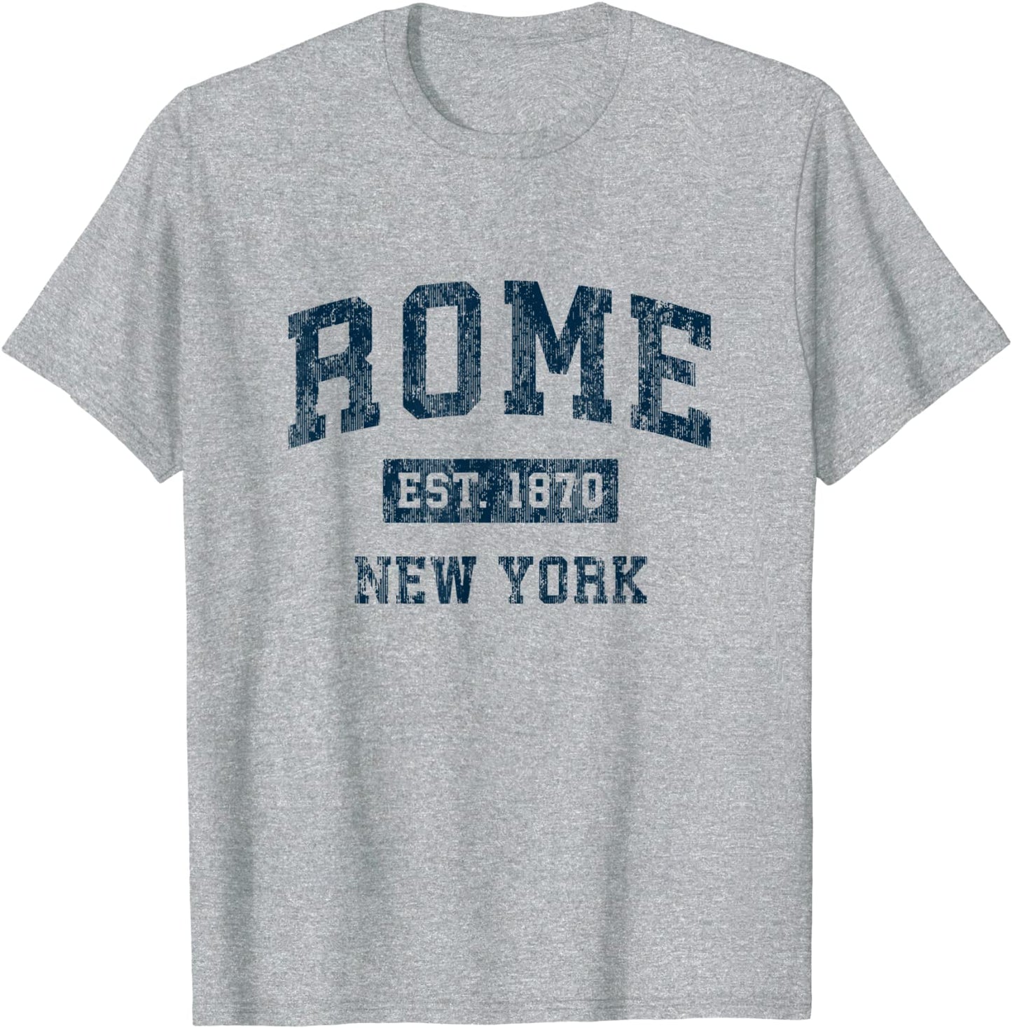 Rome New York NY Vintage Sports Design Navy Print T-Shirt