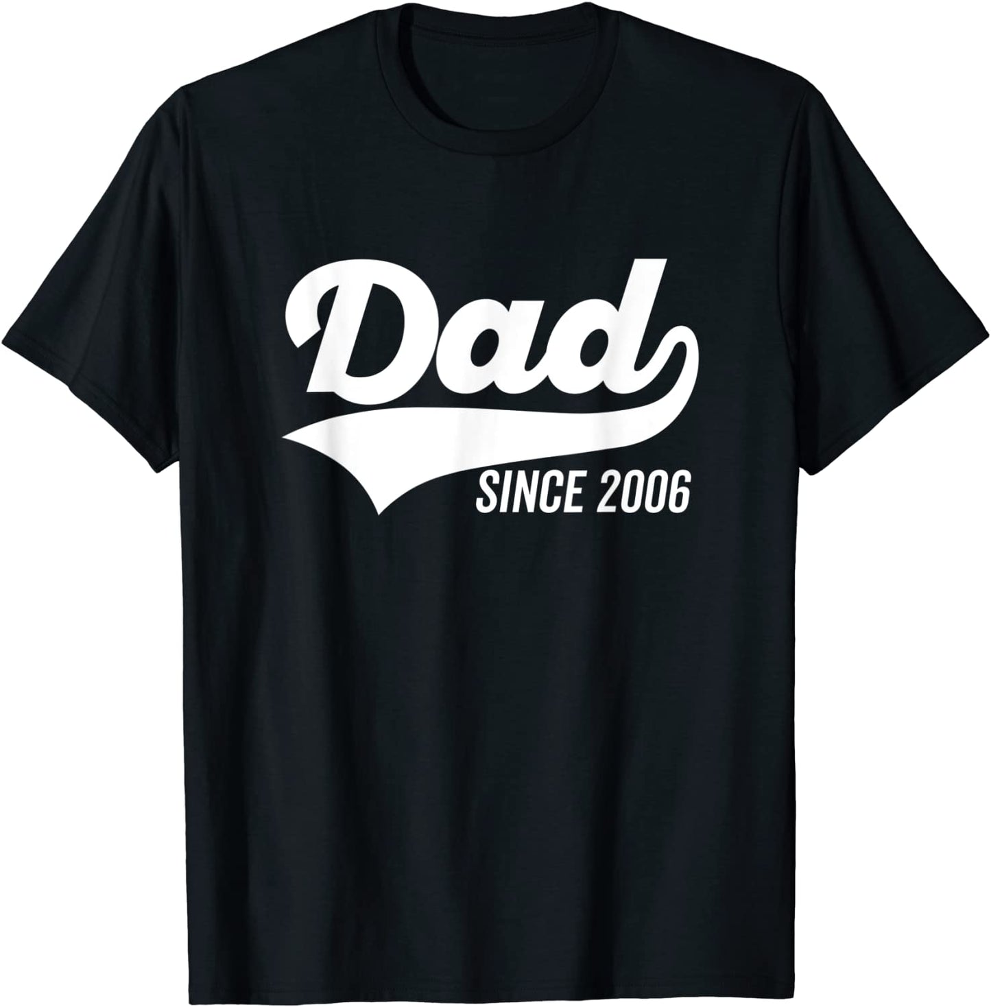 Dad Since 2006 Bold Sports Swoosh Fathers Day Dark T-Shirt