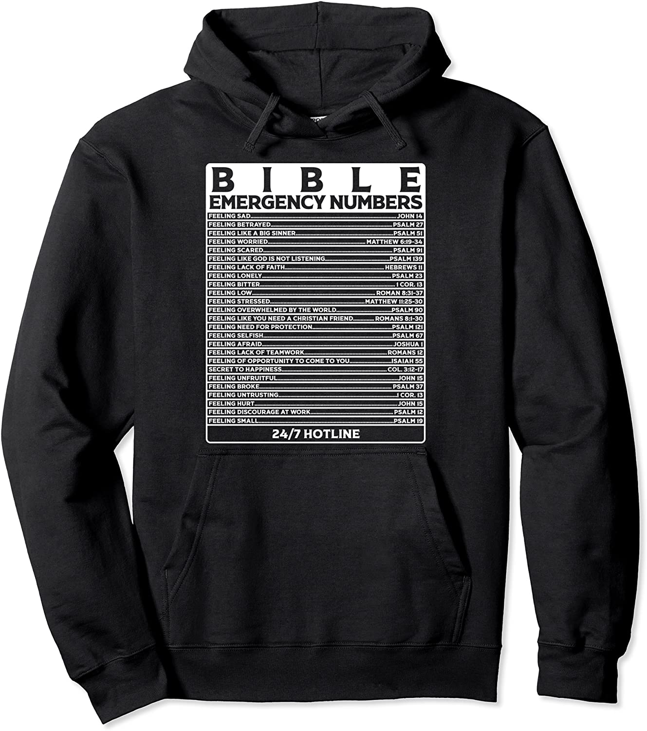 Funny Bible Emergency Numbers Gift Men Women Cool Christian Pullover Hoodie