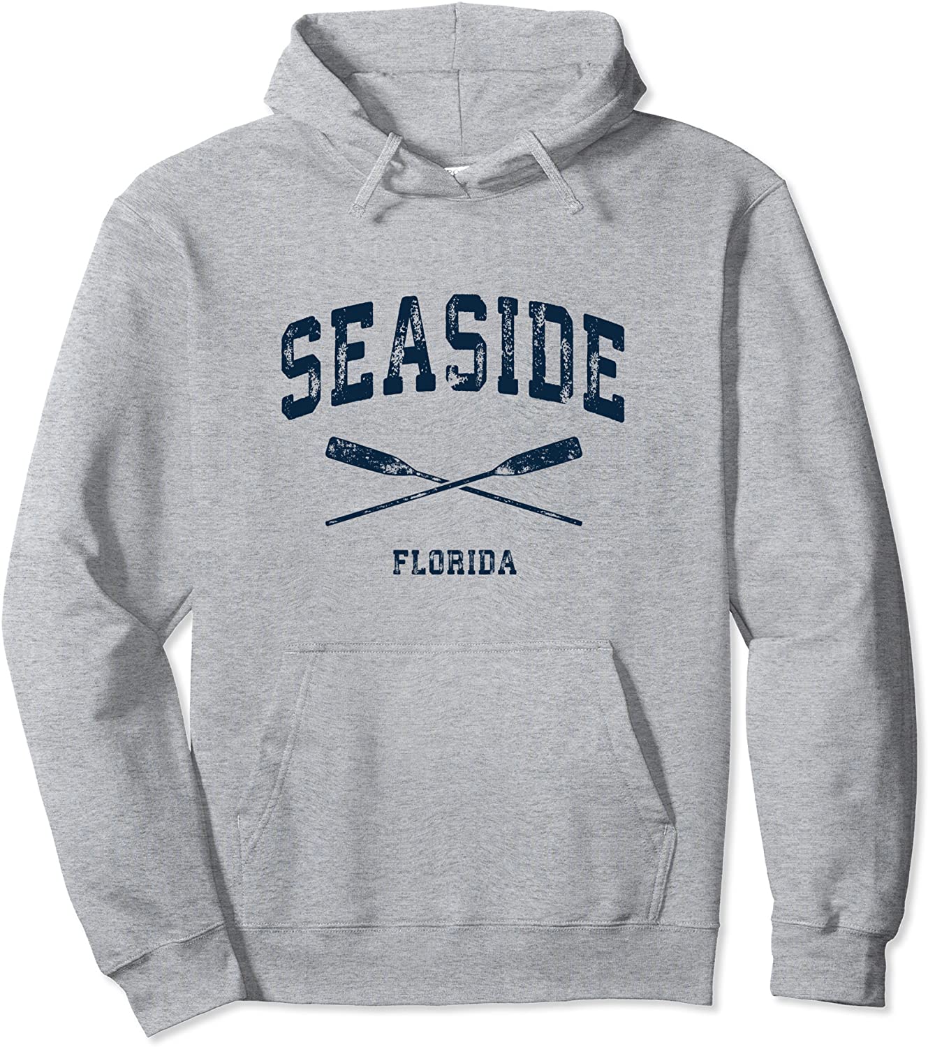 Seaside Florida Vintage Nautical Crossed Oars Navy Pullover Hoodie