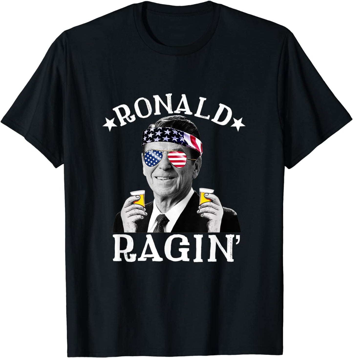 Ronald Ragin Patriotic July 4th Drinking President Reagan T-Shirt