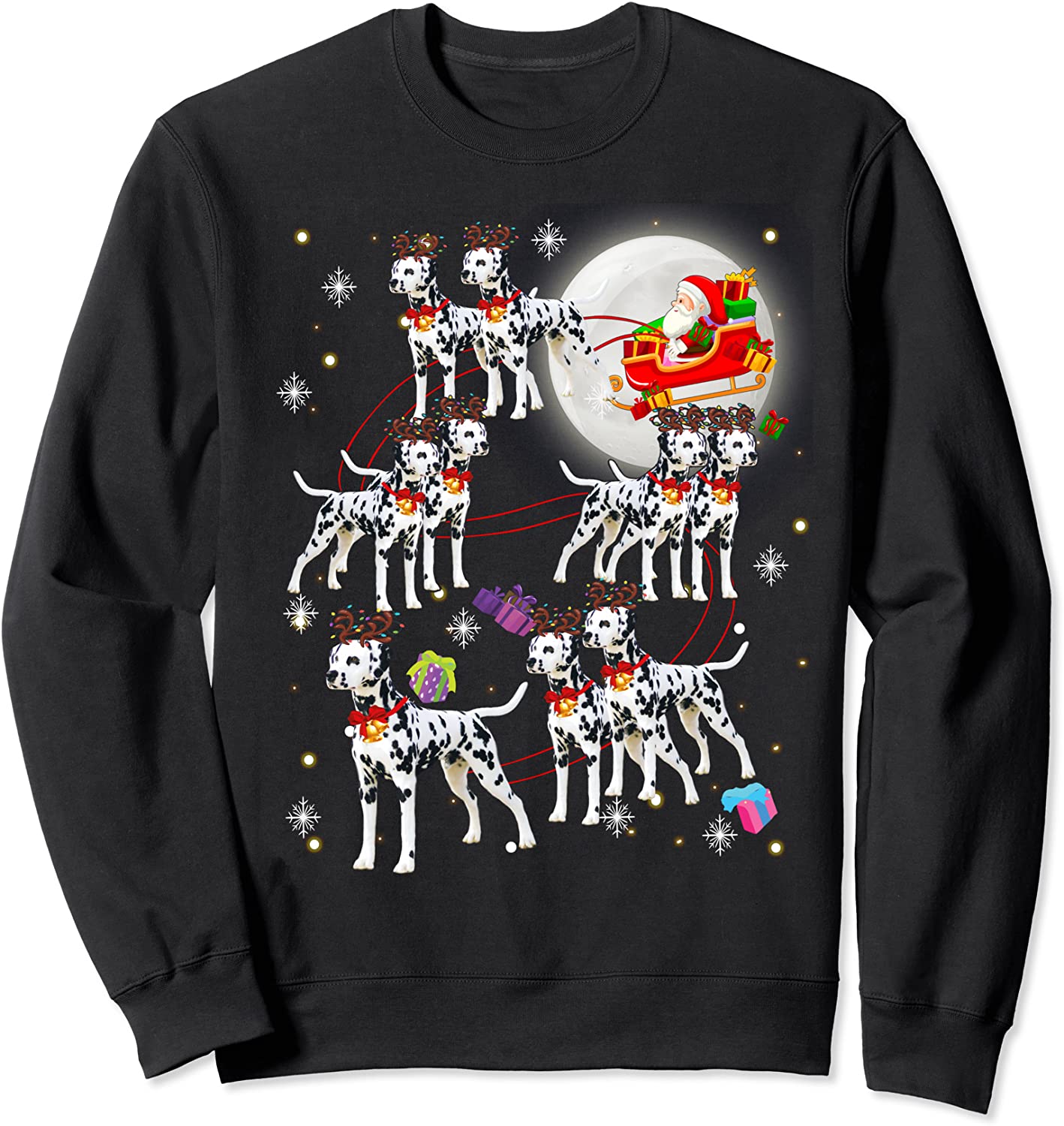 Christmas Cute Santa Claus Riding Dalmatian Xmas Pajamas Sweatshirt