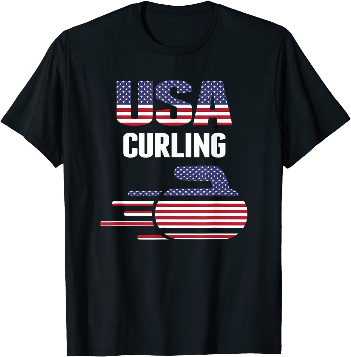 USA Team Curling Rock Jersey - Vintage Winter Sports Lovers T-Shirt