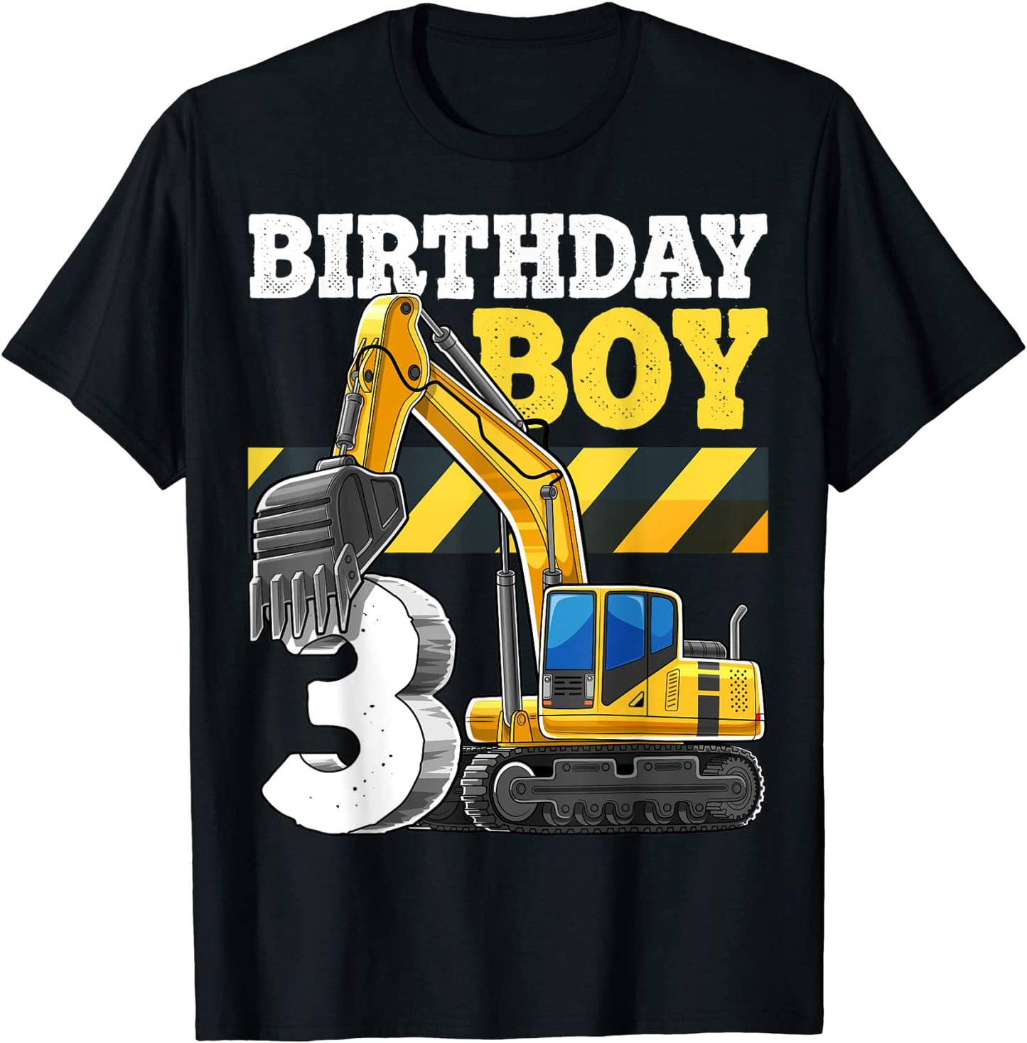Birthday Boy 3rd Birthday Excavator Construction Vehicle T-Shirt