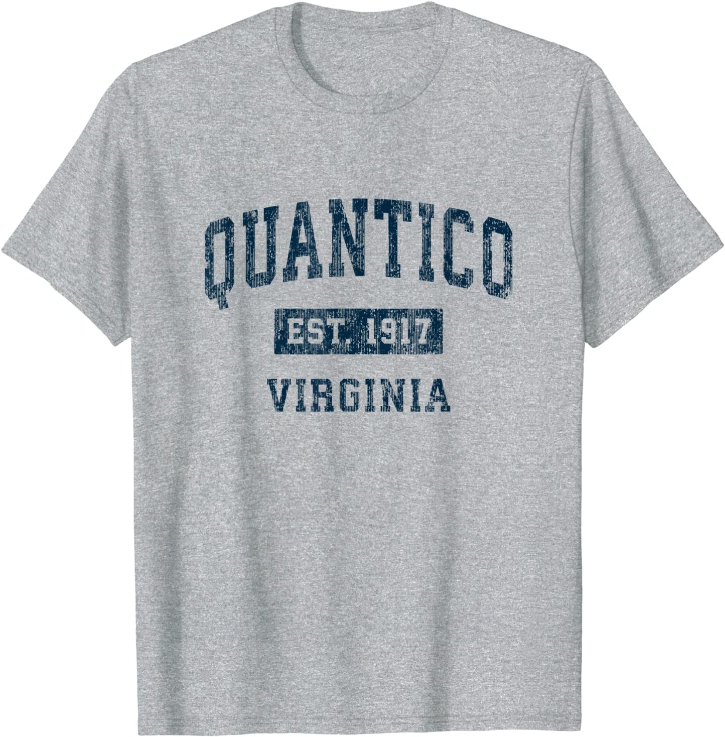 Quantico Virginia VA Vintage Sports Design Navy Print T-Shirt