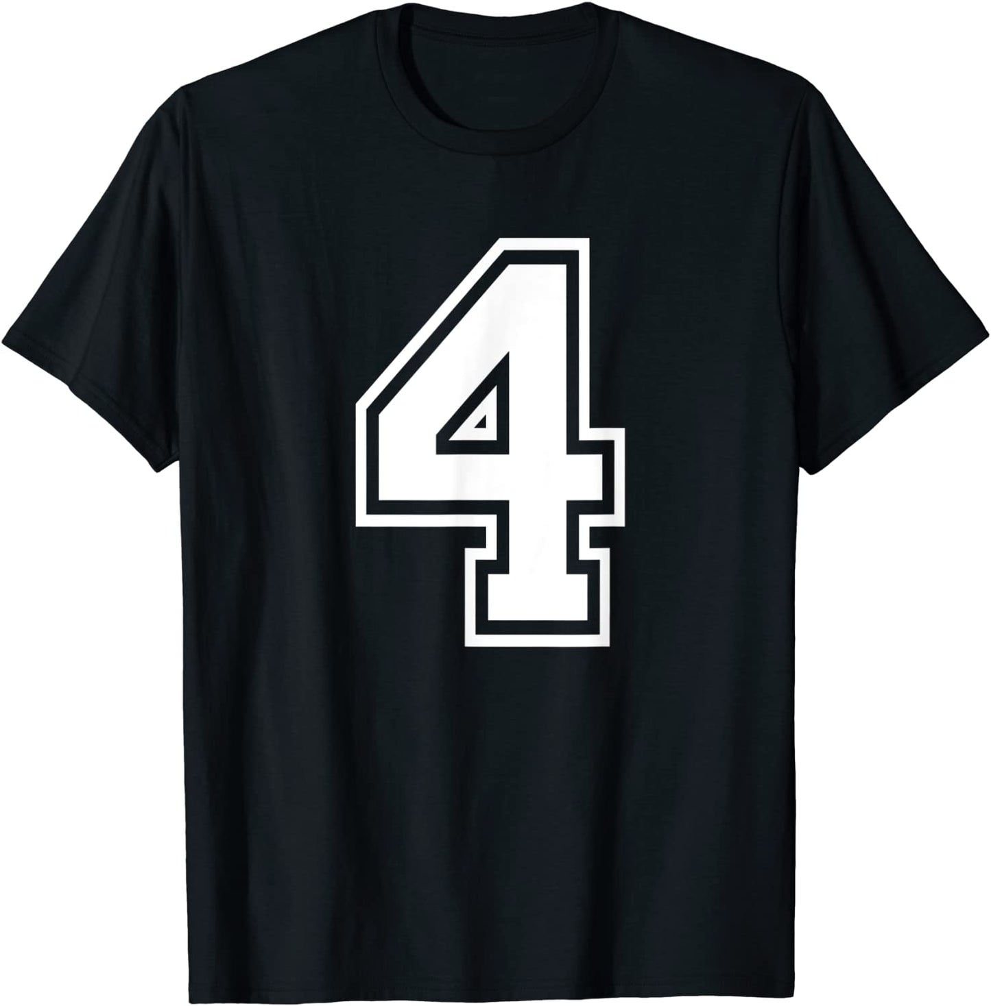 Number 4 Birthday Numbered Uniform Sports Jersey Team T-Shirt