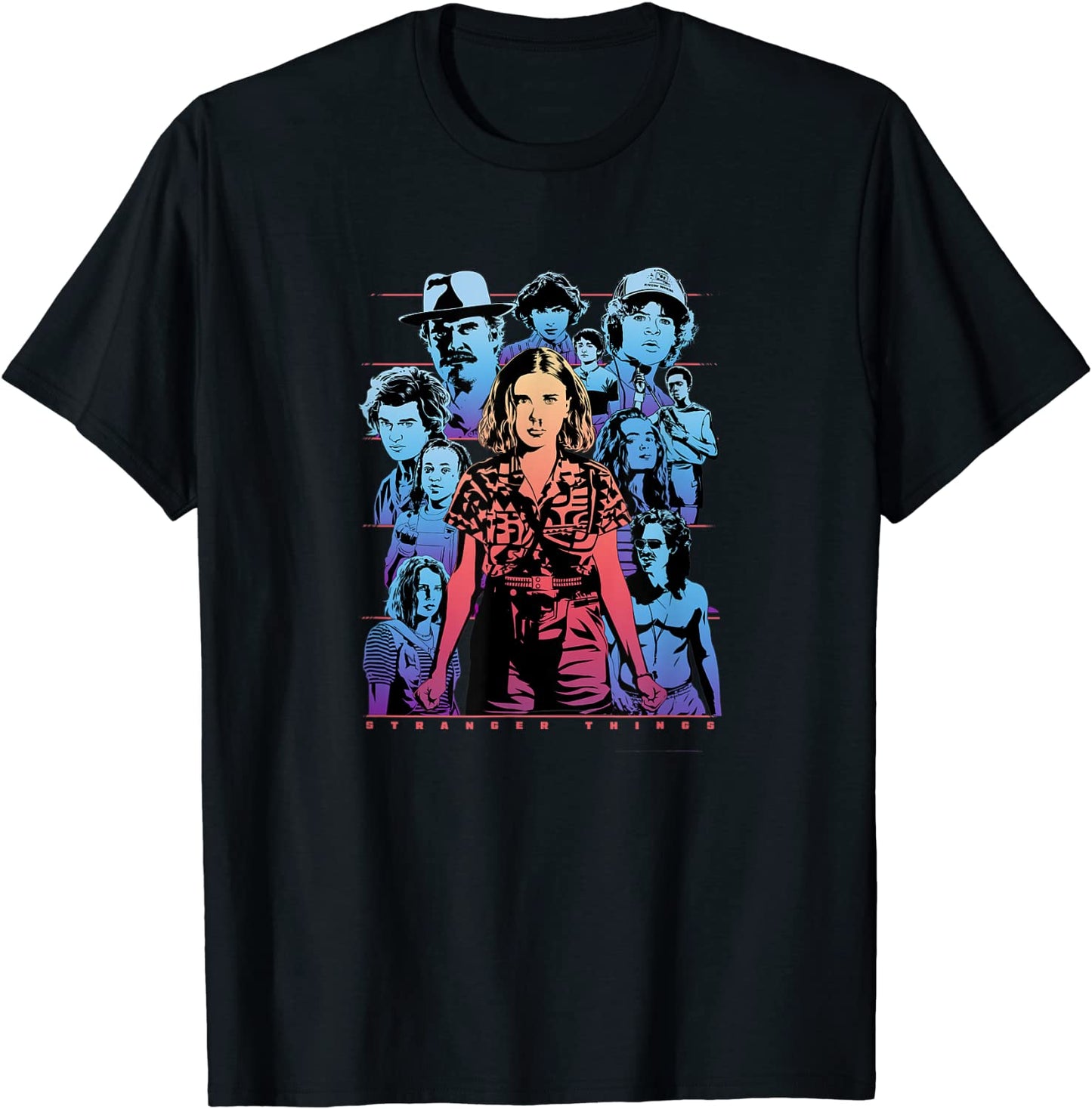 Stranger Things Group Shot Populous Gazing T-Shirt