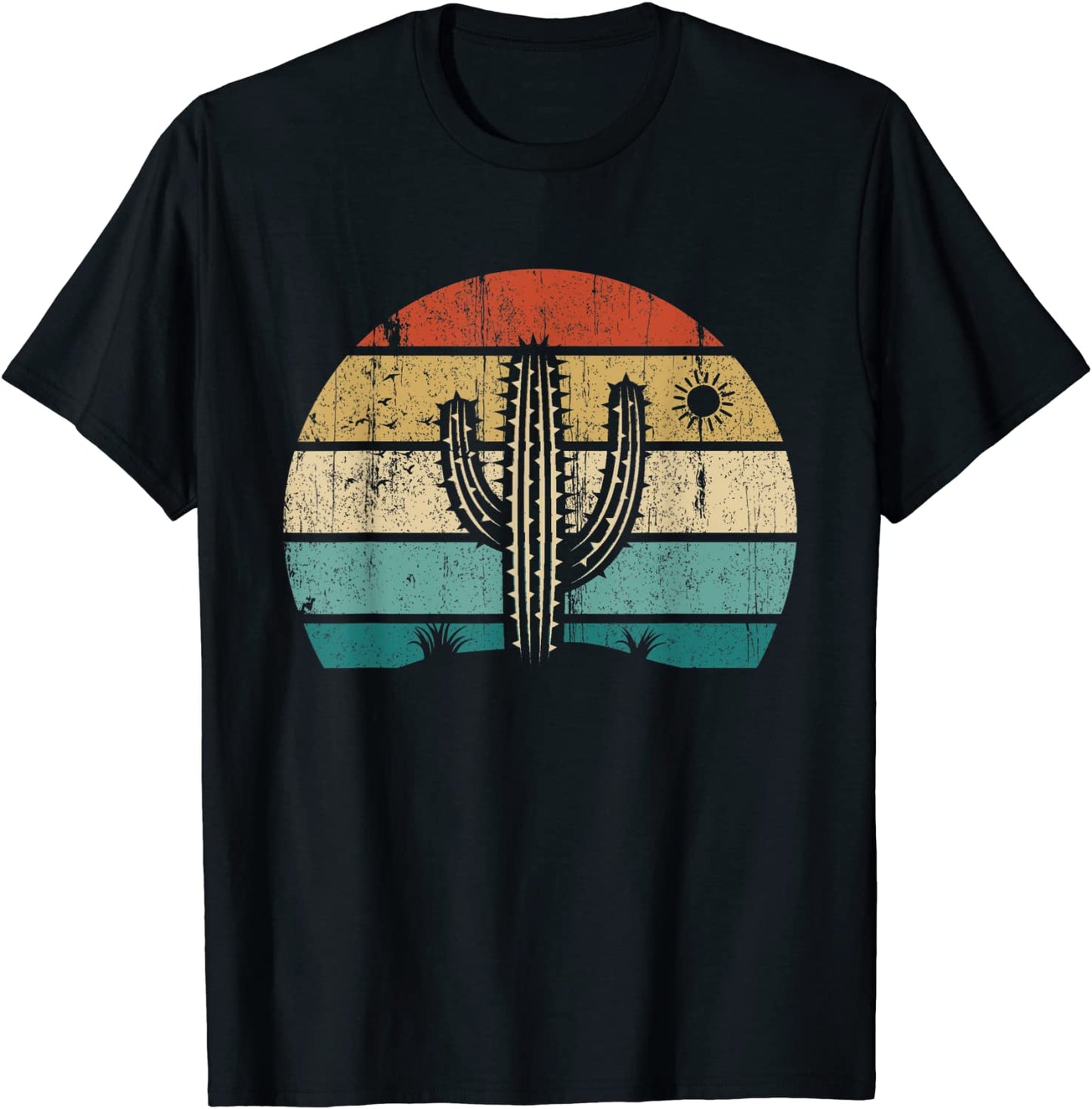 Retro Vintage Saguaro Cactus Cactus Sunset Opuntia Cactaceae T-Shirt