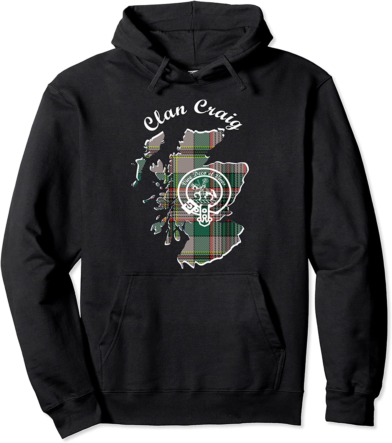 Clan Craig surname last name Scottish Tartan Map Crest Pullover Hoodie