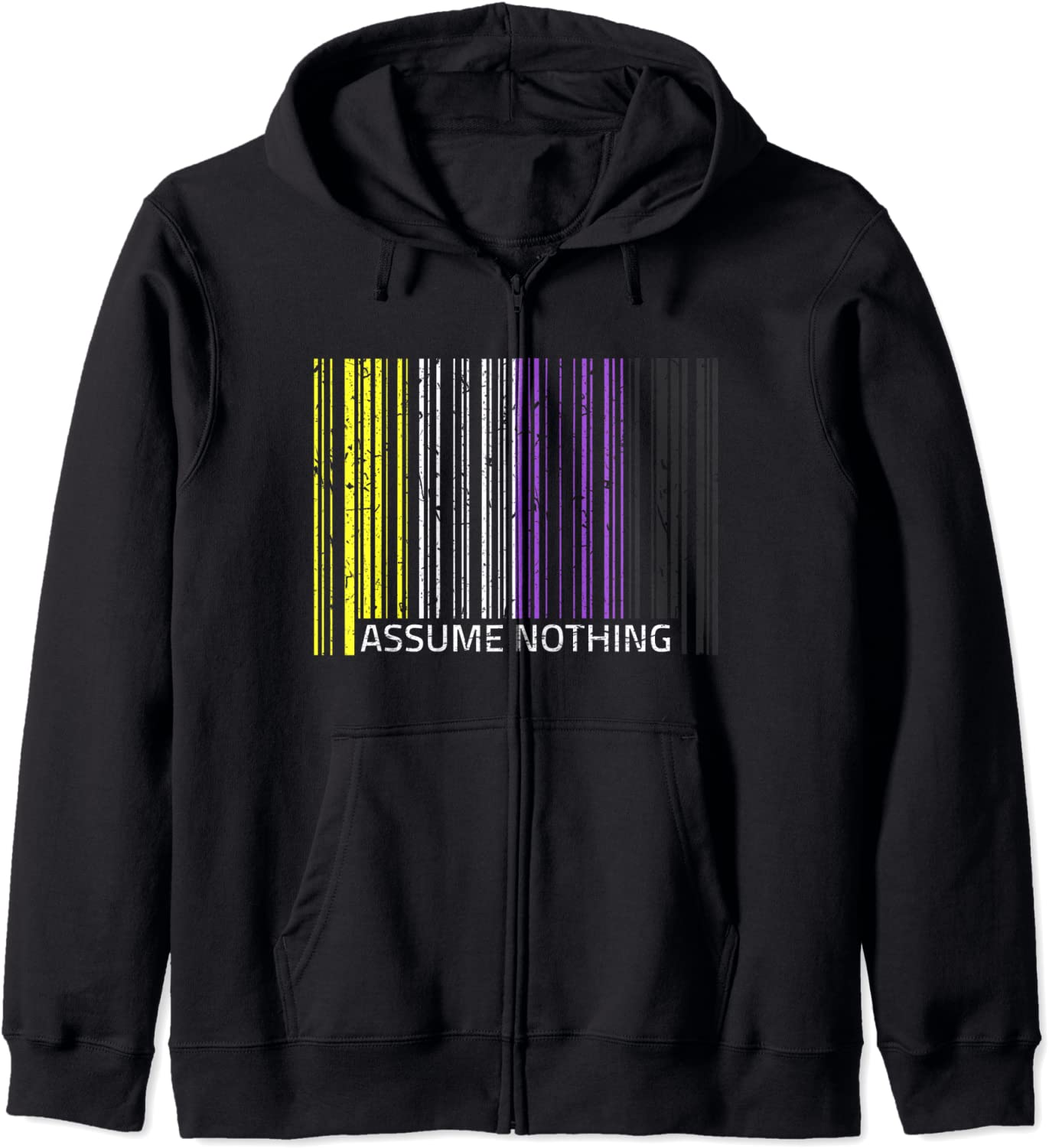 Assume Nothing Nonbinary Flag Genderqueer LGBTQIA Pride Hoodie