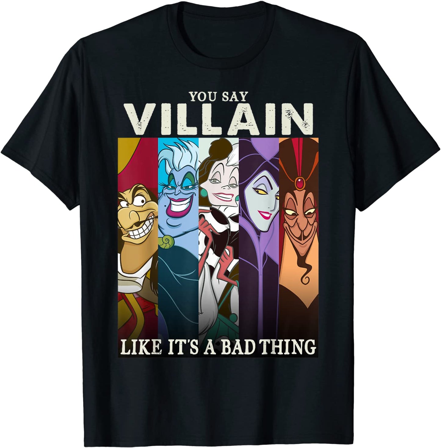 Disney Villains Colorful Group Shot Humor Graphic T-Shirt T-Shirt