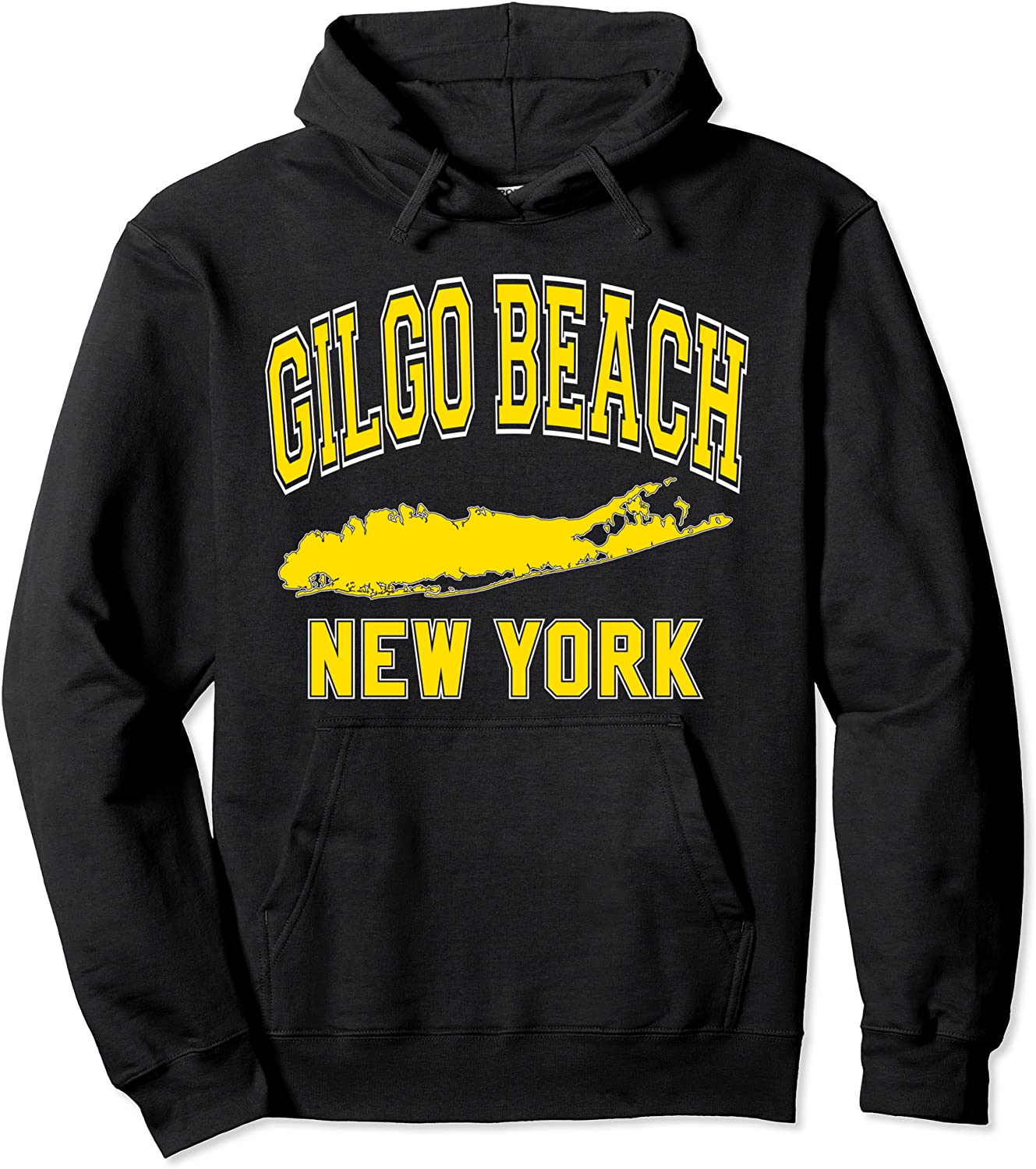 Gilgo Beach Long Island NY Varsity Yellow Print Pullover Hoodie